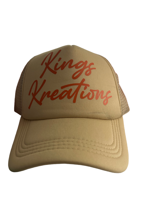 Kings Kreations Classic Trucker Hat – Tan/Orange